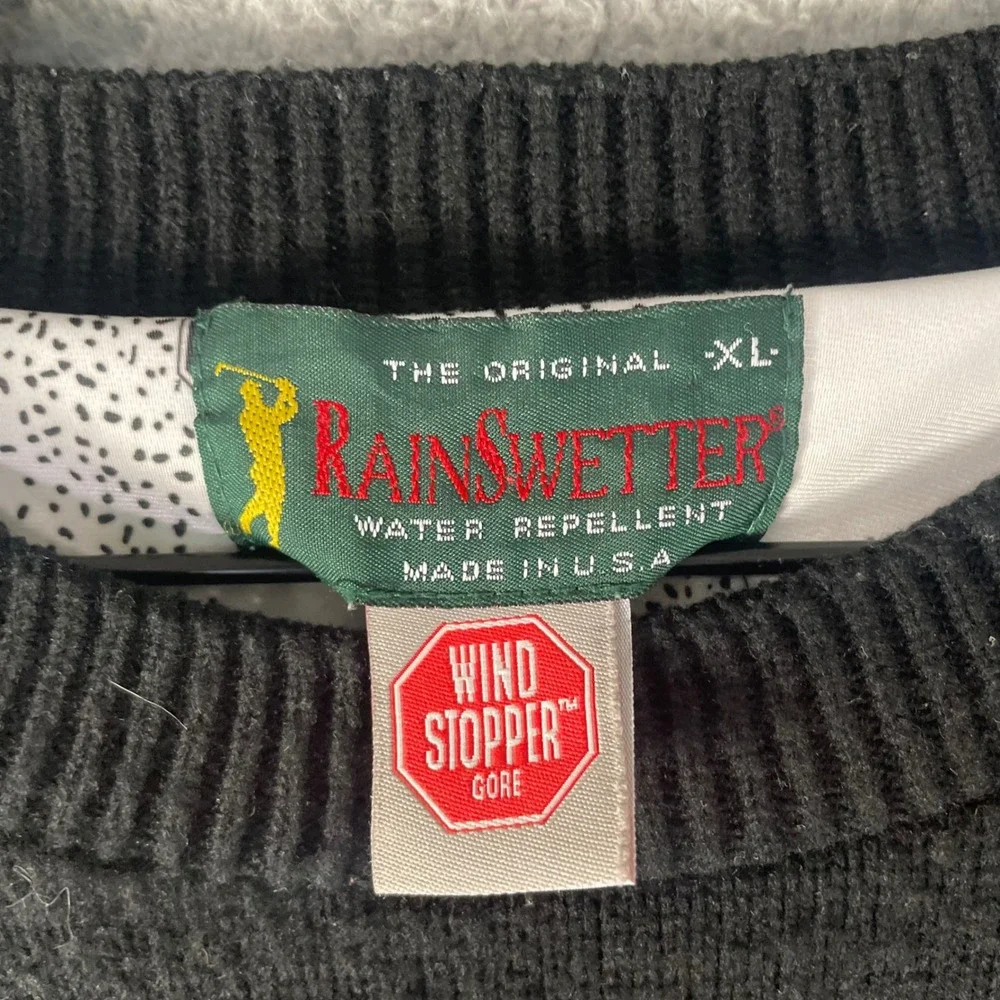 Vintage RainSwetter Mens XL Black Gore Windstopper Water Repellent Pullover USA‎